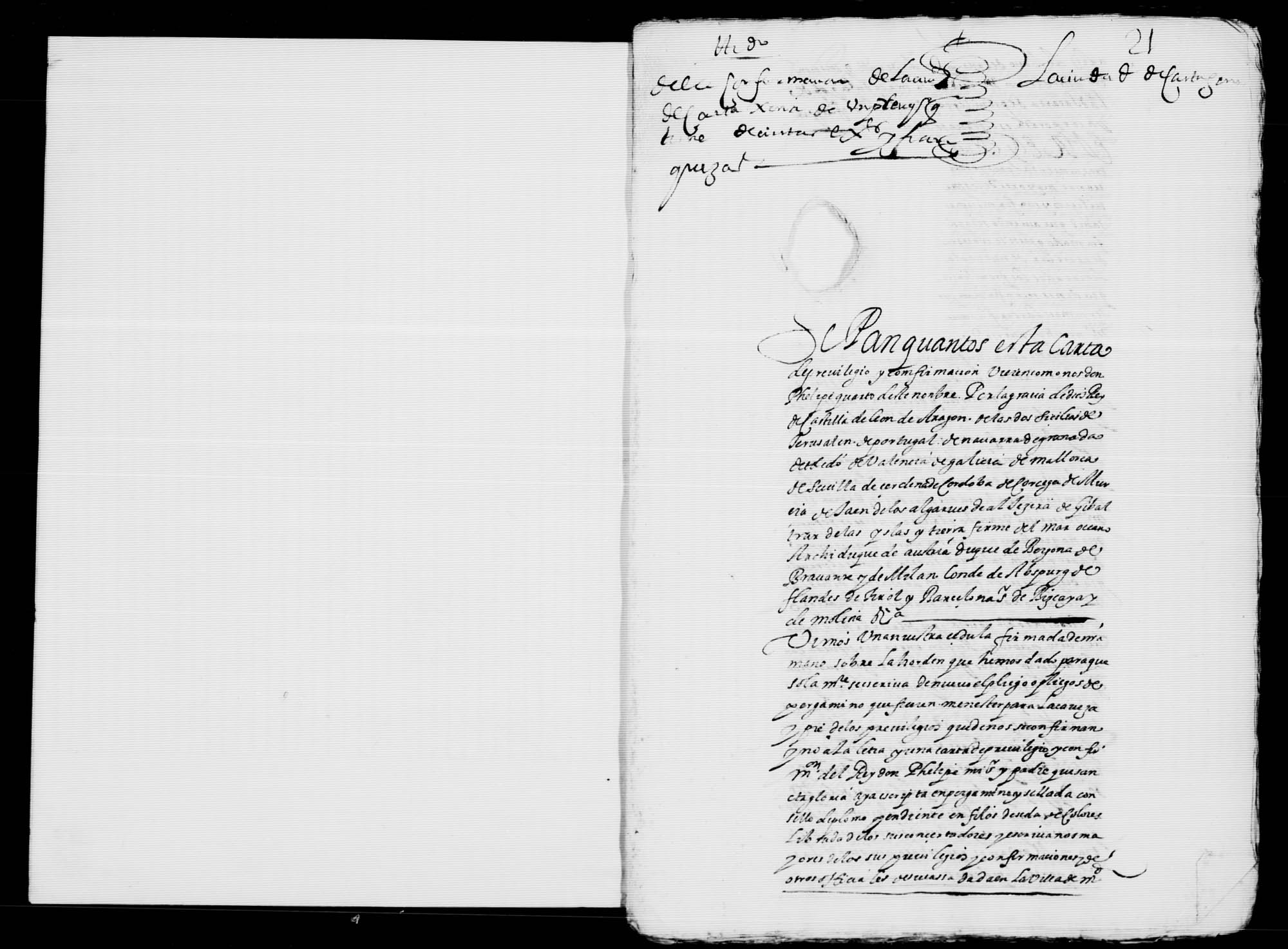 Confirmación de Felipe IV a la ciudad de Cartagena del privilegio de franqueza de impuestos.